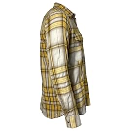Burberry-Burberry Brit Plaid Button-Down Shirt in Yellow Cotton-Yellow