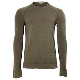 Burberry-Burberry Brit Crewneck Long Sleeve T-Shirt in Olive Lyocell-Green,Olive green