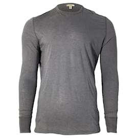 Burberry-Burberry Brit Elbow Patch Long Sleeve T-Shirt in Grey Cotton-Grey