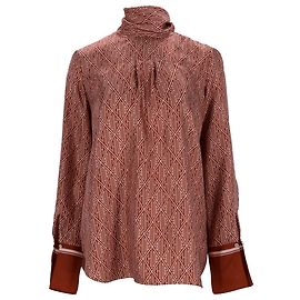 Blusa estampada con cuello de bufanda Chloé en seda marrón Castaño Roja