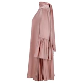 Fendi-Fendi Turtleneck Mini Ruffled Sleeve Dress in Pink Viscose-Brown,Pink
