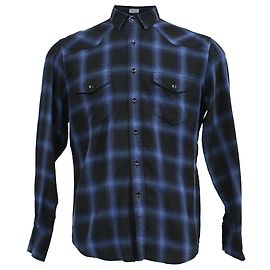 Camicia a quadri Saint Laurent Shadow in cotone blu e nero Altro
