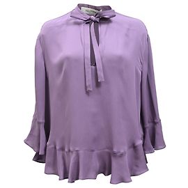 Bluse aus lila Viskose mit Schleifendetail von Valentino Garavani Lila