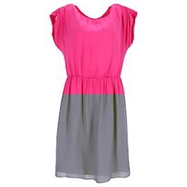 Michael Kors- Michael Kors Ruched Sleeve Mini Dress in Pink Silk-Pink