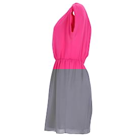 Michael Kors- Michael Kors Ruched Sleeve Mini Dress in Pink Silk-Pink