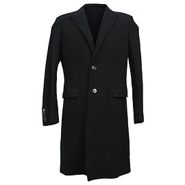Saint Laurent Single-Breasted Coat with Pockets in Black Wool Black