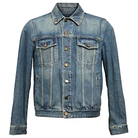 Saint Laurent- Saint Laurent Washed Jacket in Blue Cotton Denim-Blue,Light blue
