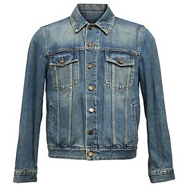 Saint Laurent Washed Jacket in Blue Cotton Denim Blue Light blue
