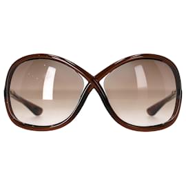 Tom Ford- Tom Ford Whitney Oversized Sunglasses in Brown Acetate-Brown,Red
