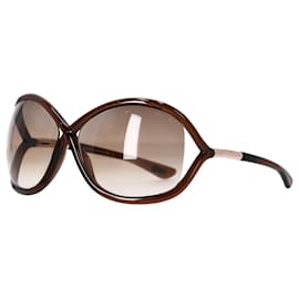 Tom Ford- Tom Ford Whitney Oversized Sunglasses in Brown Acetate-Brown,Red