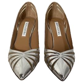 Aquazzura-Aquazzura The Spy 90mm Pumps In Silver Patent Leather-Silvery