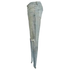 Saint Laurent-Saint Laurent Distressed Washed Jeans in Blue Cotton-Blue,Light blue