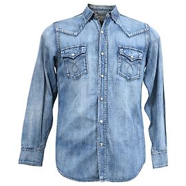 Saint Laurent Button-Down-Hemd aus blauer Baumwoll-Denim Blau Hellblau