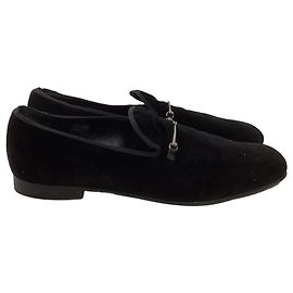 Mocassini Gucci Horsebit Slip On in velluto nero Nero