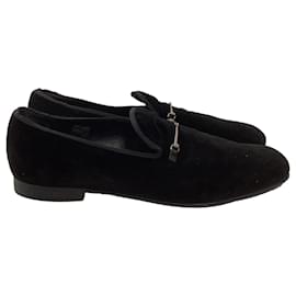 Gucci-Gucci Horsebit Slip On Loafers in Black Velvet -Black