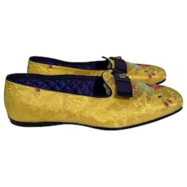 Gucci-Mocassins Jacquard em cetim amarelo da Gucci-Amarelo