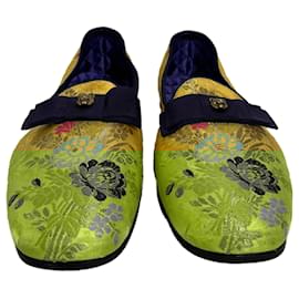 Gucci-Mocassins Jacquard em cetim amarelo da Gucci-Amarelo