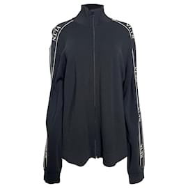 Valentino Garavani-Valentino Garavani Logo-Tape Track Jacket in Black Viscose-Black