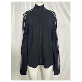 Valentino Garavani-Valentino Garavani Logo-Tape Track Jacket in Black Viscose-Black