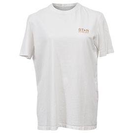Camiseta de algodón blanco con estampado del logo Golden Goose Blanco Crudo