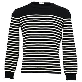 Gestreifter Pullover von Saint Laurent aus schwarzer und weißer Wolle Andere