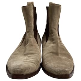 Dolce & Gabbana-Dolce & Gabbana Giotto Ankle Boots in Beige Suede-Beige