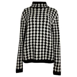 Saint Laurent-Saint Laurent Diamond-Motif Sweater in Black Wool-Black