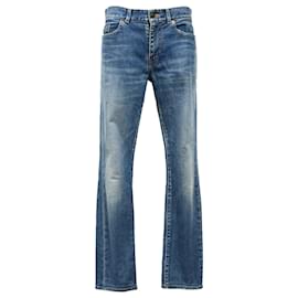 Saint Laurent-Saint Laurent Straight-Leg Jeans in Blue Cotton Denim-Blue,Light blue