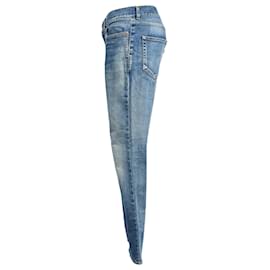 Saint Laurent-Saint Laurent Straight-Leg Jeans in Blue Cotton Denim-Blue,Light blue
