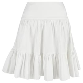Oscar de la Renta-Oscar de la Renta Tiered Skirt in White Cotton-White