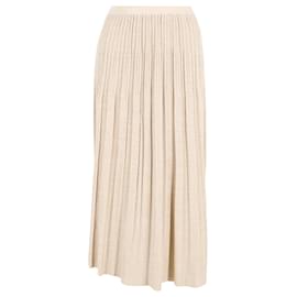 Zimmermann-Zimmermann Halliday Rib Midi Skirt in Beige Viscose-Beige