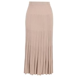 Joseph-Joseph Ribbed Midi Skirt in Beige Merino Wool -Beige