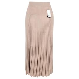 Joseph-Joseph Ribbed Midi Skirt in Beige Merino Wool -Beige