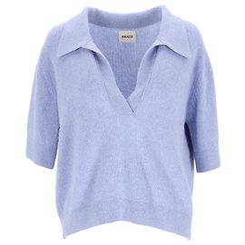 Khaite Verkürzter Polo-Pullover aus hellblauem Kaschmir Blau Hellblau