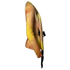 Pull en cachemire jaune avec cravate aquarelle de la collection Jason Wu Autre
