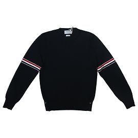 Thom Browne 4-Bar Loopback Crewneck Sweatshirt in Navy Cotton  Blue Navy blue