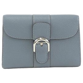 Delvaux Blue Tri-Fold Wallet Blue