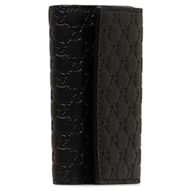 Gucci-Gucci Micro GG Key Case in Black Leather-Black