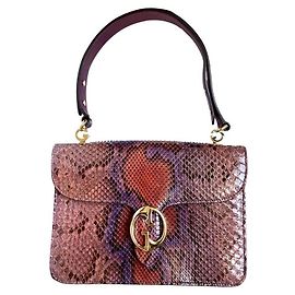 Gucci 1973 python skin handbag brown dark red purple Brown Dark red Purple