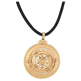 Yves Saint Laurent-NINE YVES SAINT LAURENT NECKLACE PENDANT ARTICULATED SPHERE RHINESTONE PEARL NECKLACE-Golden