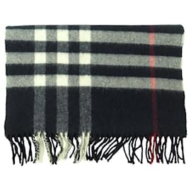 Burberry-NEUF ECHARPE BURBERRY CHECK CLASSIQUE TARTAN CACHEMIRE BLEU MARINE CASHMERE-Bleu Marine