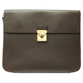 Louis Vuitton-POCHETTE PORTE DOCUMENTS LOUIS VUITTON MINUTO EN CUIR MARRON SAC BAG CASE-Marron