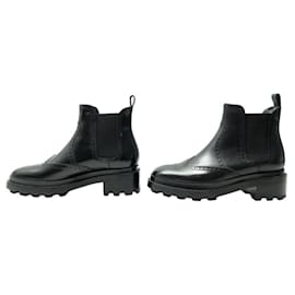 Hermès-NEUF BOTTINES HERMES HILL H232039Z CHELSEA 41 42 EN CUIR NOIR ANKLE BOOTS-Noir