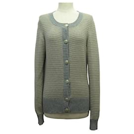 Chanel-NEW CHANEL CARDIGAN VEST P39935 CC BUTTONS 42 L IN TAUPE CASHMERE-Taupe