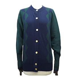 Chanel-VINTAGE GILET CARDIGAN CHANEL CASHMERE DIAMONDS 40 M BUTTONS TIMELESS BAG-Other
