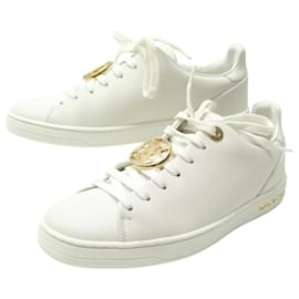Louis Vuitton-NINE LOUIS VUITTON FRONTROW LV GOLD CIRCLE SNEAKERS 1A2XOM 36-White