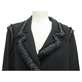 Chanel-CHANEL JACKET 2008 CC LOGO BUTTONS P32903V16012 XL 46 IN BLACK TWEED-Black