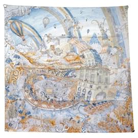 Hermès-NINE HERMES SCARF THE FOLIES DU FAUBOURG H004147SV04 SQUARE 90 SILK SCARF-Multiple colors