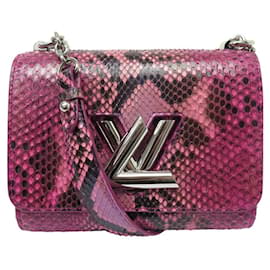 LOUIS VUITTON TWIST PM PINK PYTHON LEATHER SHOULDER BAG Pink