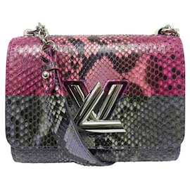 Louis Vuitton-LOUIS VUITTON TWIST PM PINK PYTHON LEATHER SHOULDER BAG-Pink